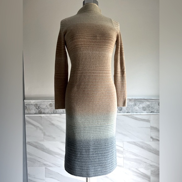 New Ann Taylor Ombre Almond Aqua Lurex Sweater Dress Sz PS - Picture 4 of 16